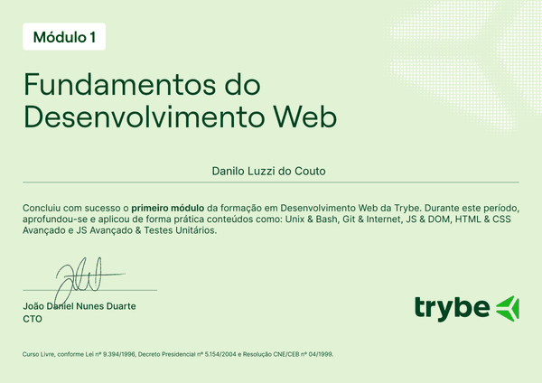 Certificado Módulo de Fundamentos do Desenvolvimento Web